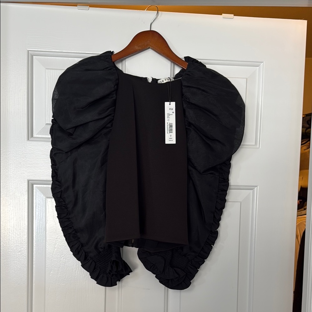 Alice+ Olivia Black Ruffled Top